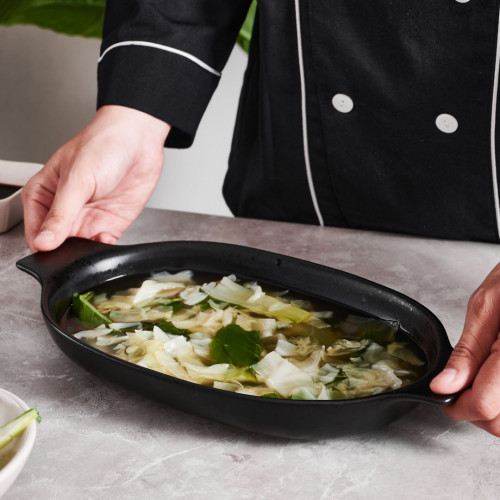 Sango Black Large Oval Eared Dish 27.5 x 16.5cm 5