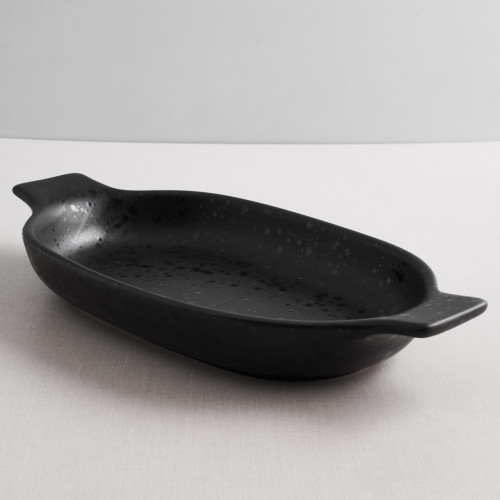 Sango Black Medium Oval Eared Dish 24.2 x 14.4cm