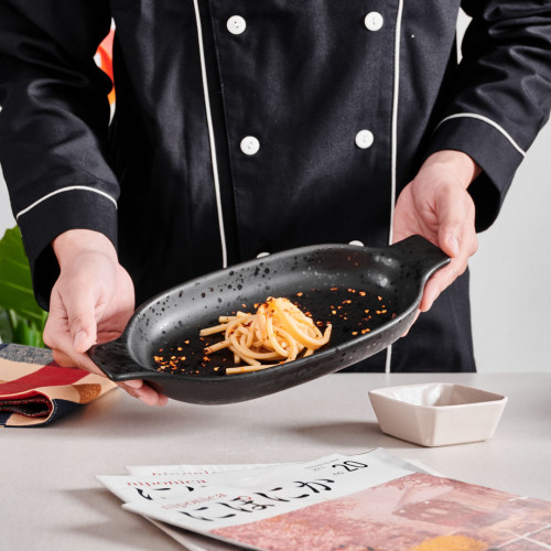 Sango Black Medium Oval Eared Dish 24.2 x 14.4cm 3