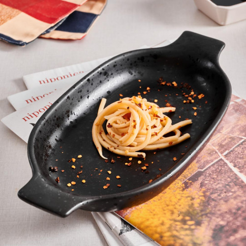 Sango Black Medium Oval Eared Dish 24.2 x 14.4cm 5