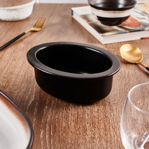 Sango Black Oval Pie Dish 13.7 x 10.4cm 5
