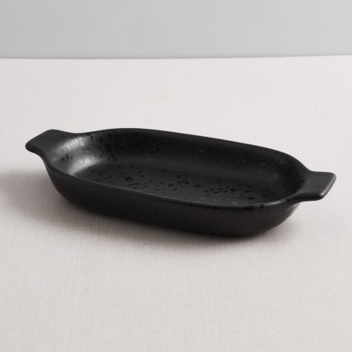 Sango Black Individual Oval Eared Dish 15.4 x 8.9cm