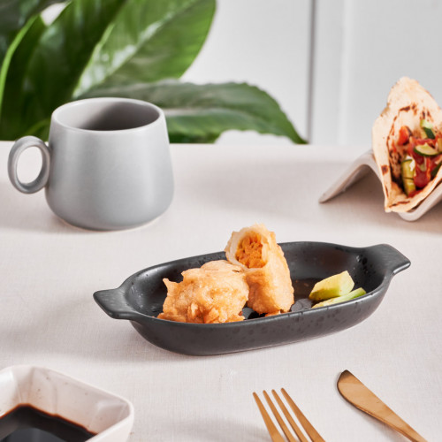 Sango Black Individual Oval Eared Dish 15.4 x 8.9cm 4