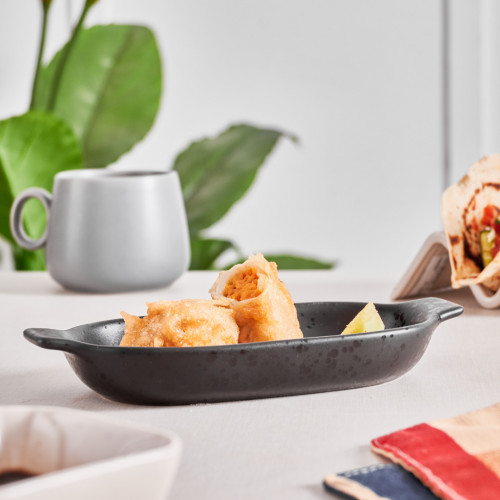 Sango Black Individual Oval Eared Dish 15.4 x 8.9cm 5