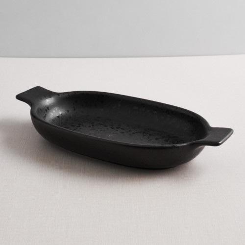 Sango Black Small Oval Eared Dish 19 x 11.1cm