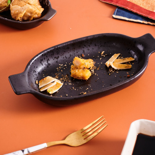 Sango Black Small Oval Eared Dish 19 x 11.1cm 5