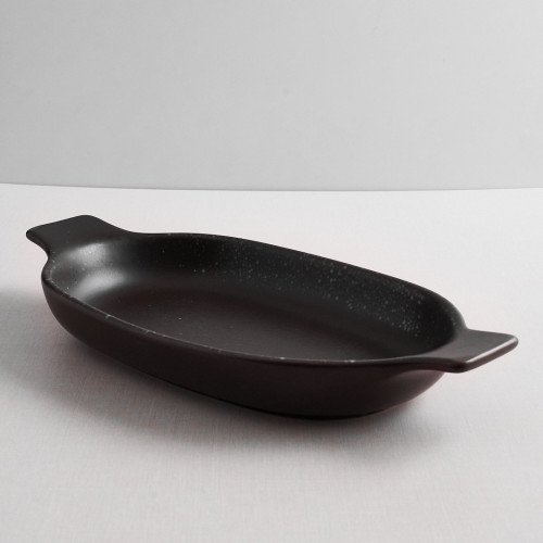 Sango Brown Medium Oval Eared Dish 24.2 x 14.4cm