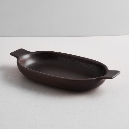 Sango Brown Small Oval Eared Dish 19 x 11.1cm