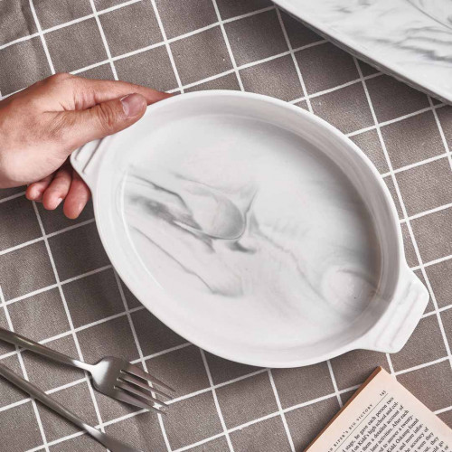 Oval Marble Glazed Baking Pan 10" 4