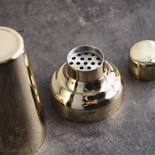 Classic Cobbler Cocktail Shaker 400ml Gold 3