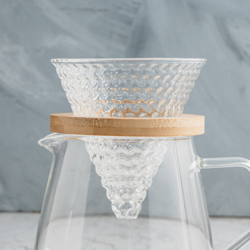 V60 Strawberry Glass Coffee Dripper Olive Wood