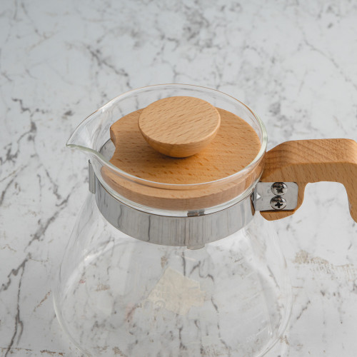 Glass Coffee Server w Wooden Handle 2