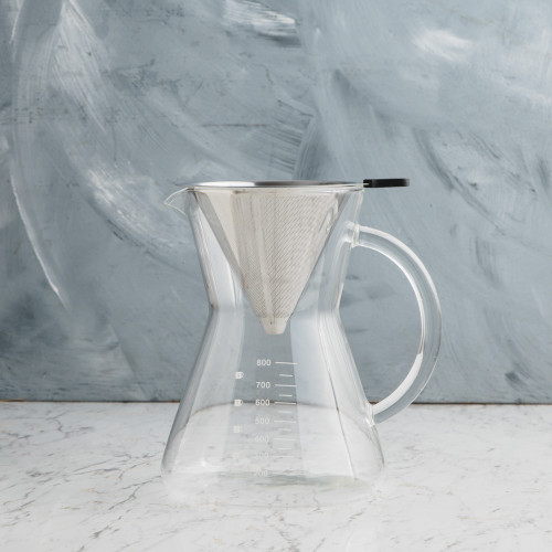 Glass Coffee Brewer w Stainless Dripper 800ml