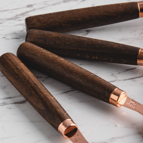 Rose Gold Measuring Spoon Set w/ Wooden Handle 3