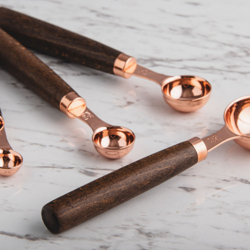 Rose Gold Measuring Spoon Set w/ Wooden Handle 5