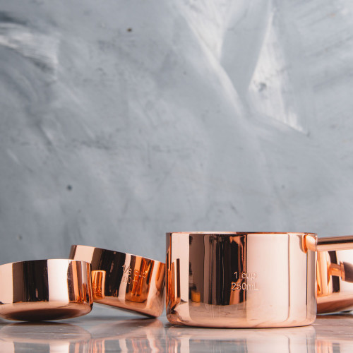 Rose Gold Measuring Cup Set w/ Wooden Handle 2