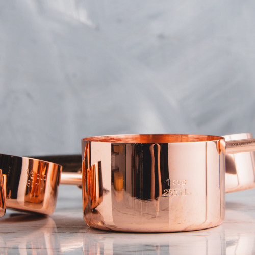 Rose Gold Measuring Cup Set w/ Wooden Handle 4