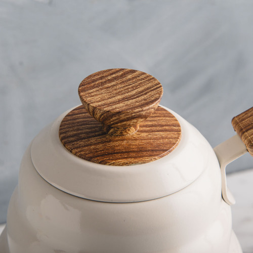 Electric Gooseneck Kettle Set Wood & White 1L 4