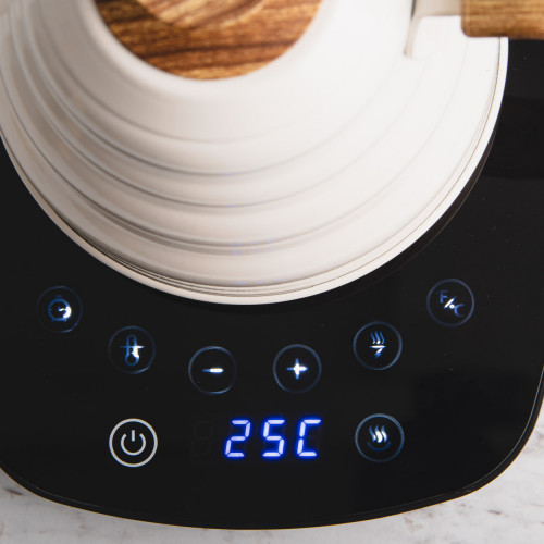 Electric Gooseneck Kettle Set Wood & White 1L 6