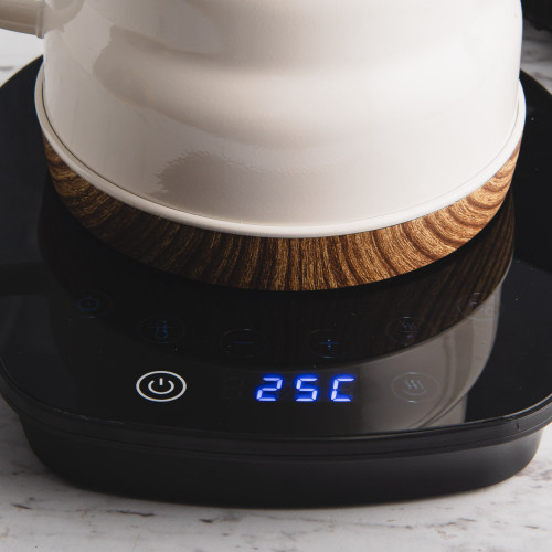 Electric Gooseneck Kettle Set Wood & White 1L 7