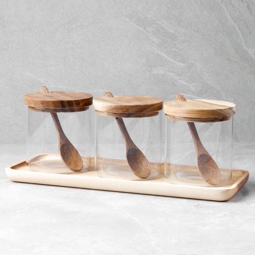 Glass Spice Jar 3 Pieces Set