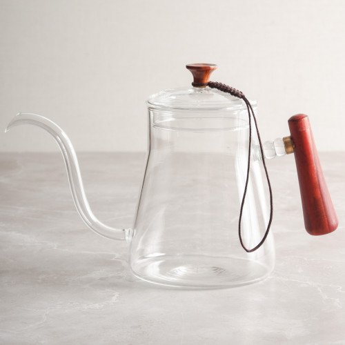 Vintage Style Glass Kettle 600ml - Straight Handle