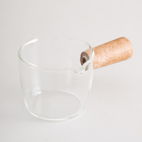 Glass Mini Creamer Jug Wood Handle