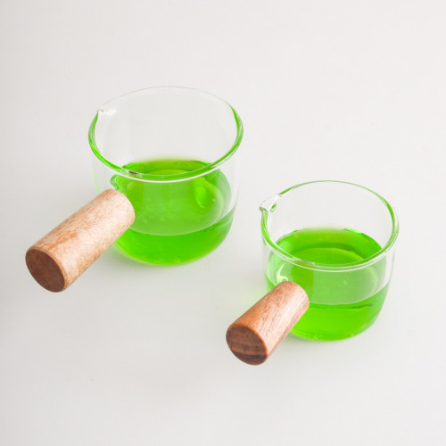 Glass Mini Creamer Jug Wood Handle 5