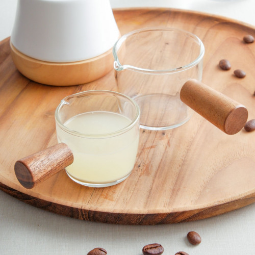 Glass Mini Creamer Jug Wood Handle 6