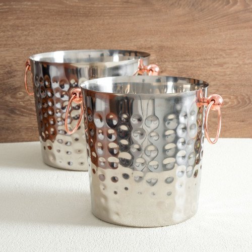 Stainless Beverage Tub Rose Gold Handle 2