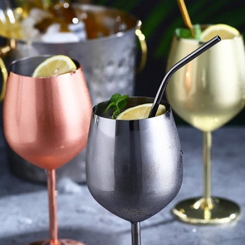 Stainless Steel Wine Glass 500ml - Gold 2