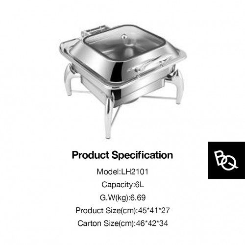 Chafing Dish Square With Bracket Feet 6L Single Grid 2