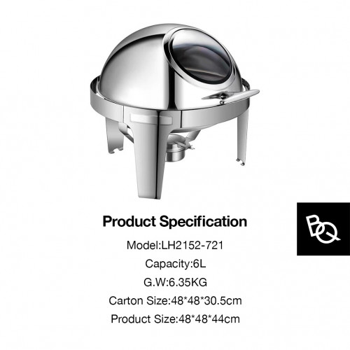 Chafing Dish Round Roll Top 6L Two Grid 2
