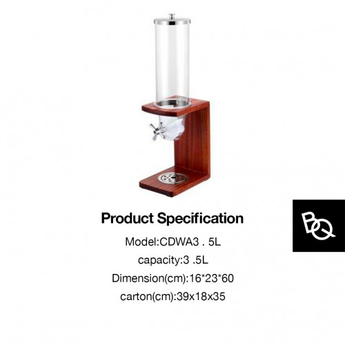 Cereal Dispenser Sapele Wood Base 3.5L 2