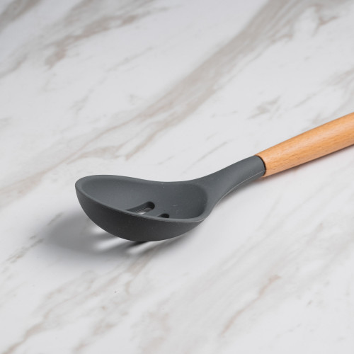 Woody Black Silicone Slotted Spoon 01 3