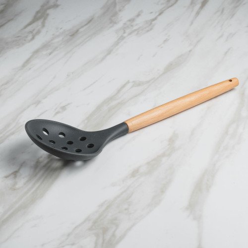 Woody Black Silicone Slotted Spoon 02 2