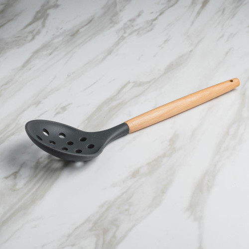 Woody Black Silicone Slotted Spoon 02 2