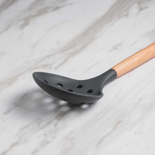 Woody Black Silicone Slotted Spoon 02 3