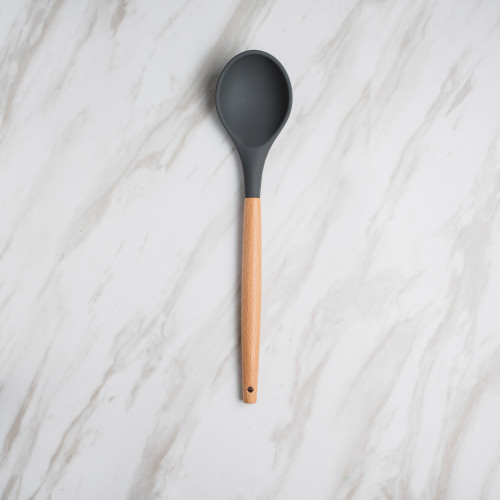Woody Black Silicone Serving Spoon