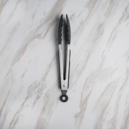 Woody Black Silicone Food Tong