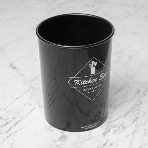 Bold Black Kitchen Utensils Bucket