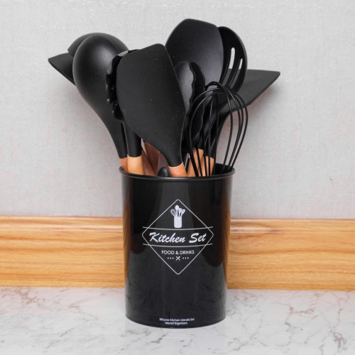 Bold Black Kitchen Utensils Bucket 2