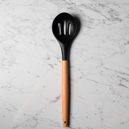 Bold Black Silicone Slotted Spoon 01