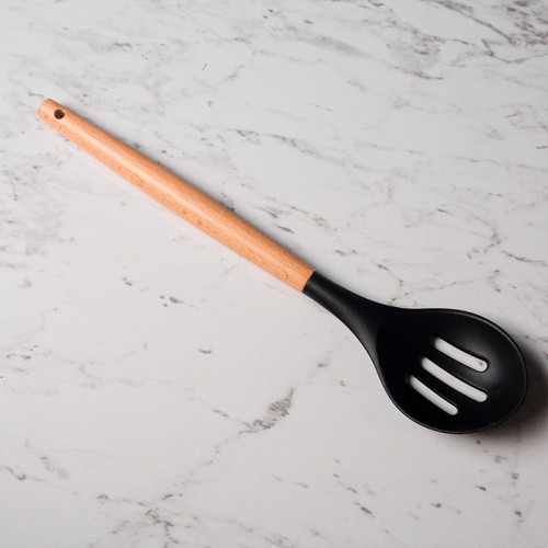 Bold Black Silicone Slotted Spoon 01 2