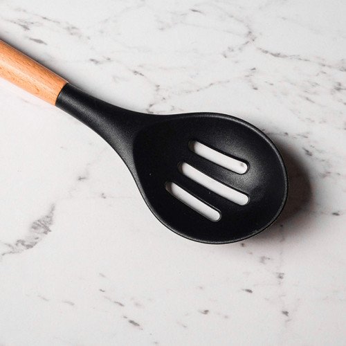 Bold Black Silicone Slotted Spoon 01 3