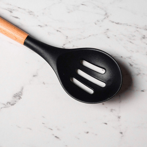 Bold Black Silicone Slotted Spoon 01 3