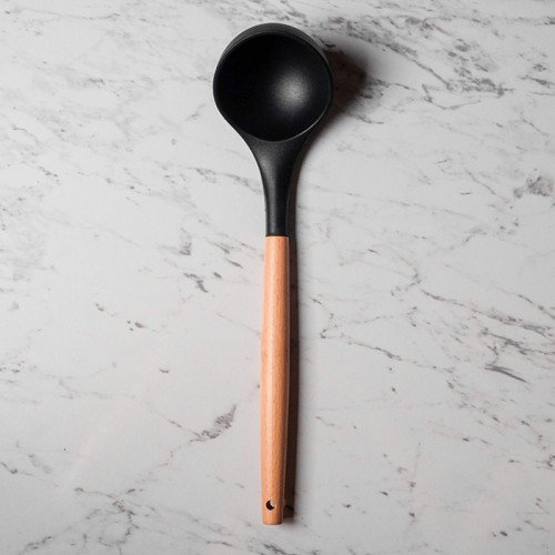 Bold Black Silicone Soup Ladle