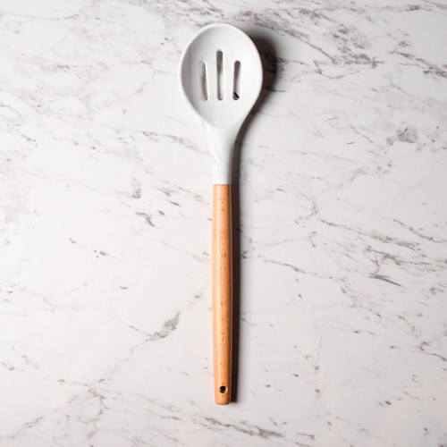Frost White Silicone Slotted Spoon