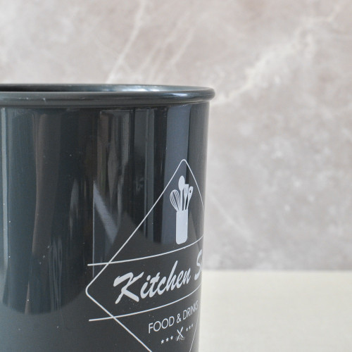 Woody Black Plastic Kitchen Utensils Bucket 2