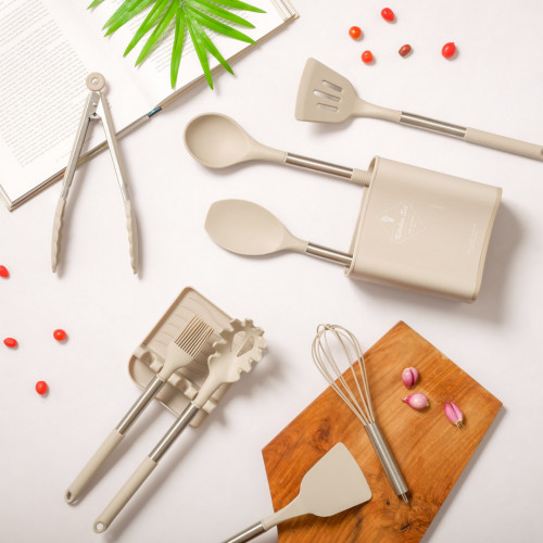 Light Khaki Silicone Flat Top Spatula 4